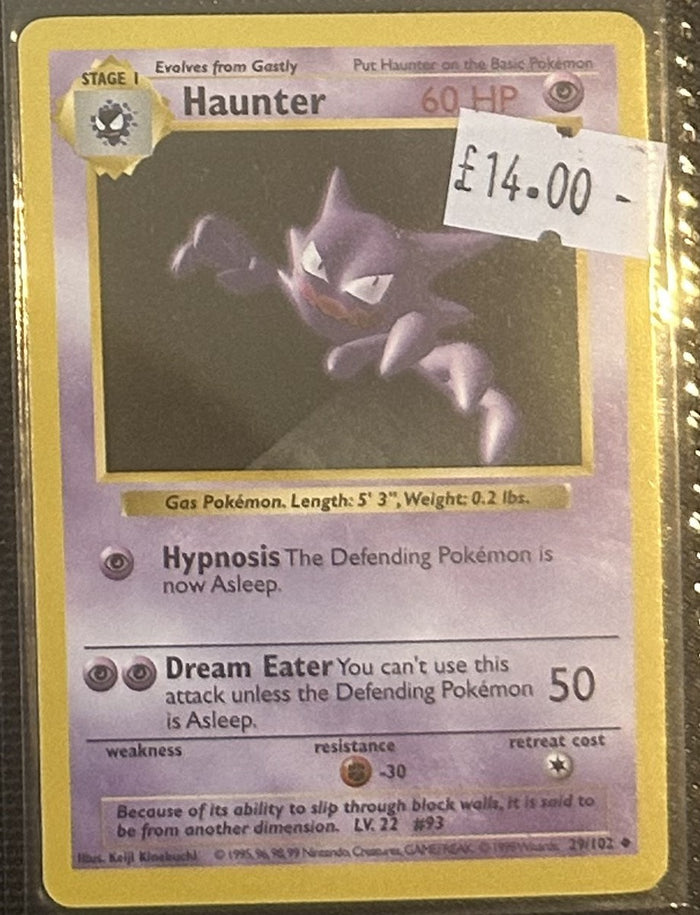 Pokemon Card Haunter Base Set Shadowless Uncommon 29/102 Lightly Played