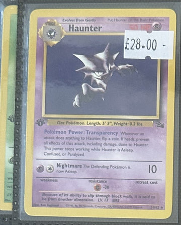 Pokemon Card Haunter Fossil 1st Edition Rare 21/62 Lightly Played