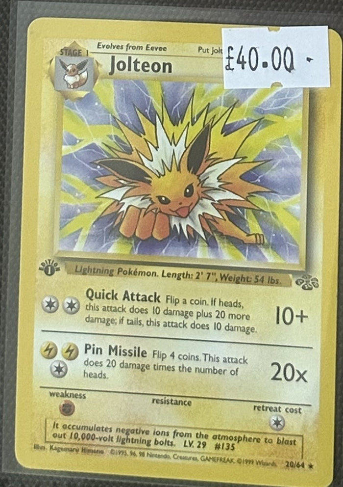 Pokemon Card Jolteon Jungle 1st Edition Rare 20/64 Lightly Played