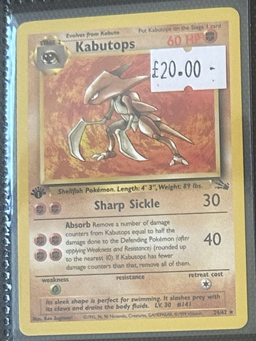 Pokemon Card Kabutops Fossil 1st Edition Rare 24/62 Lightly Played