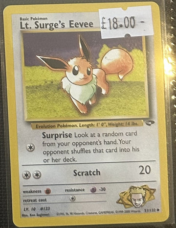 Pokemon Card Lt. Surge's Eevee Gym Challenge Uncommon 51/132 Lightly Played