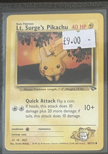 Pokemon Card Lt. Surge's Pikachu Gym Challenge Common 84/132 Lightly Played