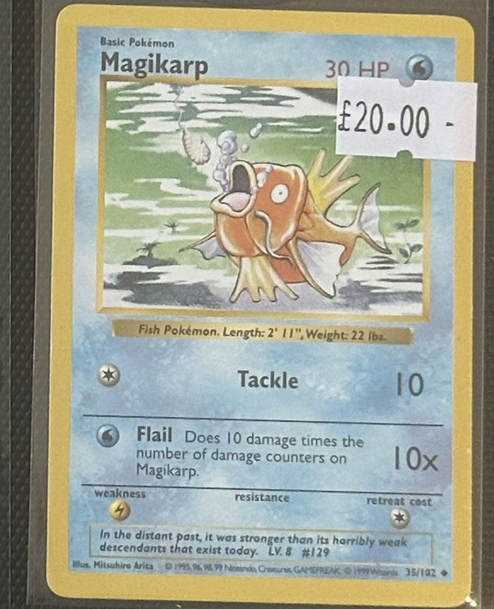Pokemon Card Magikarp Base Set Shadowless Uncommon 35/102 Lightly Played