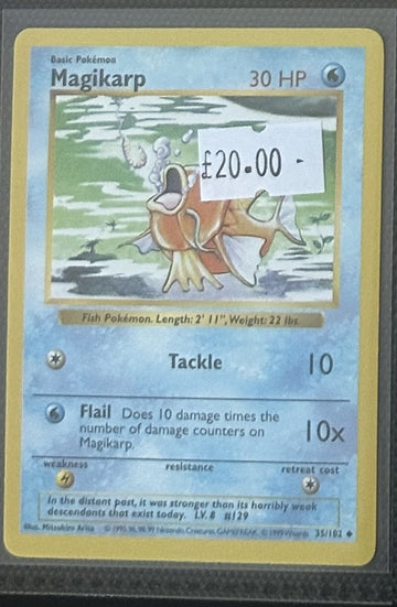Pokemon Card Magikarp Base Set Shadowless Uncommon 35/102 Lightly Played