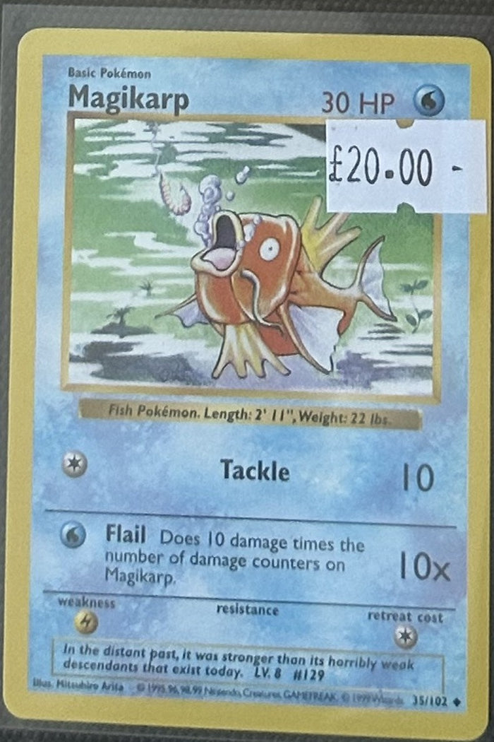 Pokemon Card Magikarp Base Set Shadowless Uncommon 35/102 Lightly Played