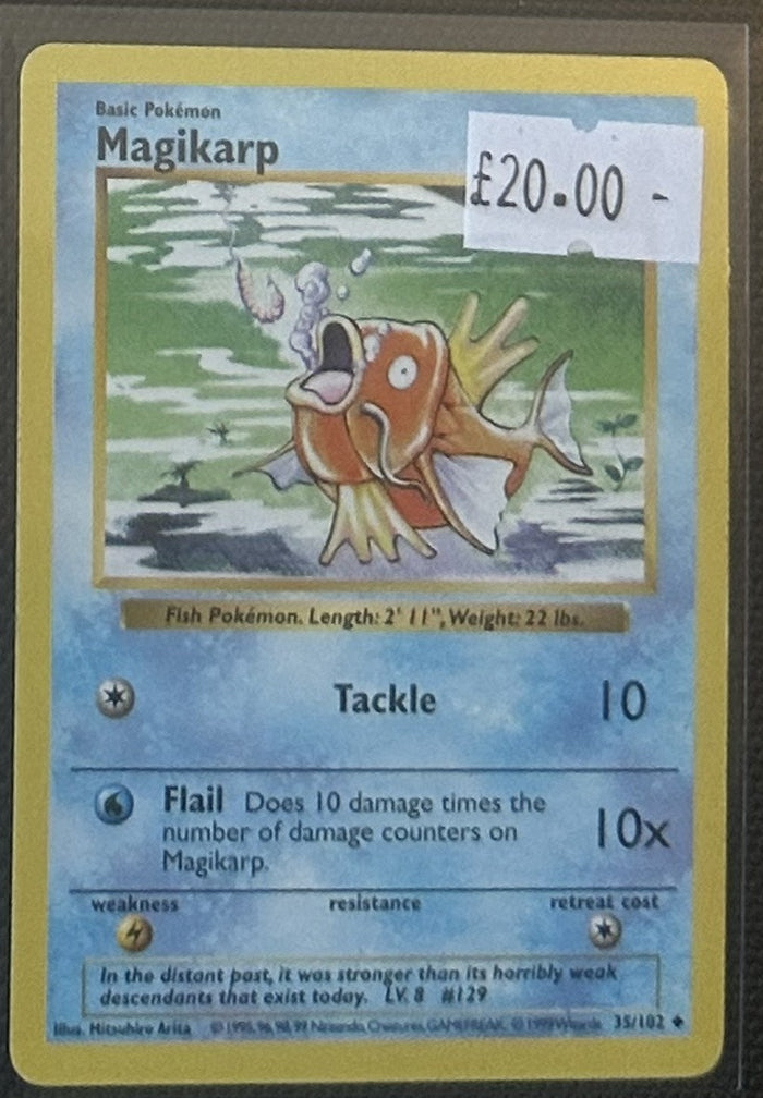 Pokemon Card Magikarp Base Set Shadowless Uncommon 35/102 Lightly Played