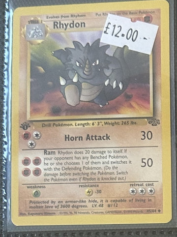 Pokemon Card Rhydon Jungle 1st Edition Uncommon 45/64 Lightly Played