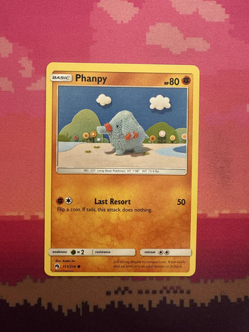 Pokemon Card Phanpy Lost Thunder Common 111/214 Near Mint
