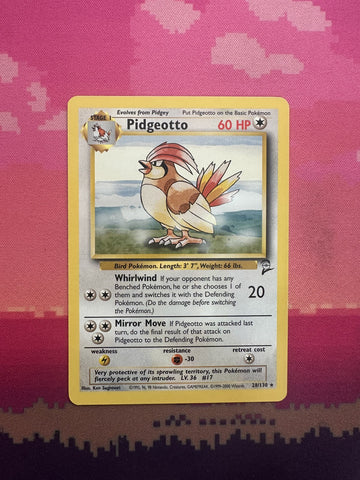 Pokemon Card Pidgeotto Base Set 2 Rare 28/130 Near Mint