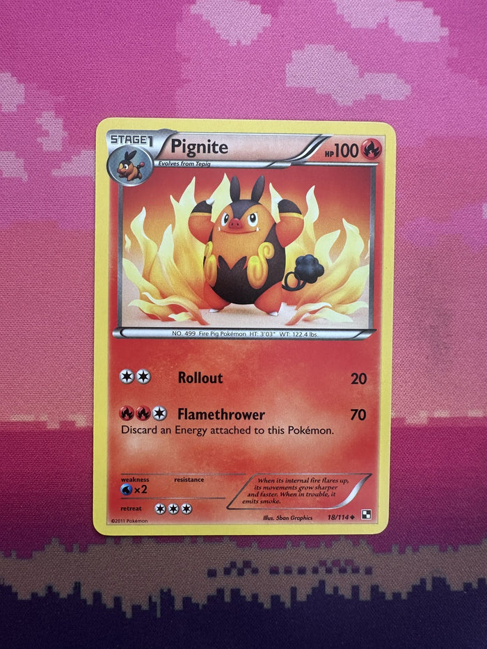 Pokemon Card Pignite Black & White Uncommon 18/114 Near Mint
