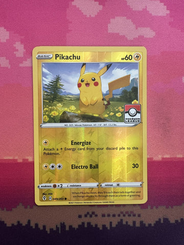 Pokemon Card Pikachu Reverse Holo Evolving Skies League Stamp 049/203 Near Mint