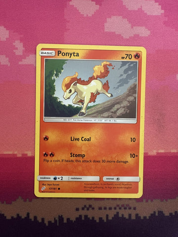 Pokemon Card Ponyta Team Up Common 17/181 Near Mint