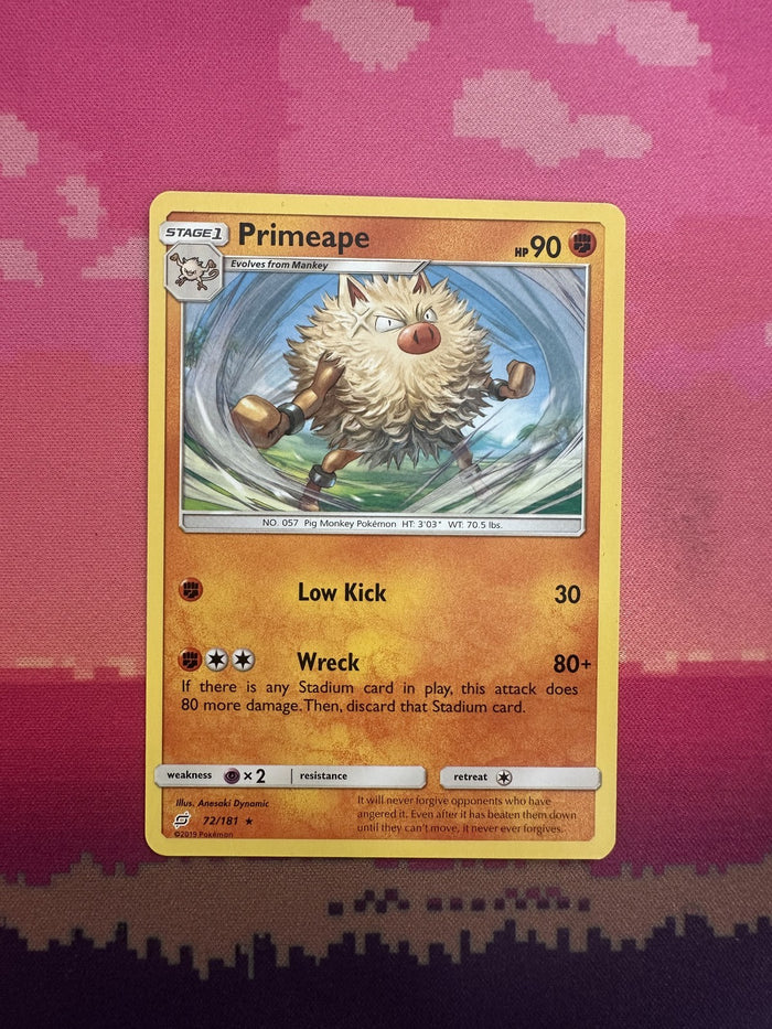 Pokemon Card Primeape Team Up Rare 72/181 Near Mint