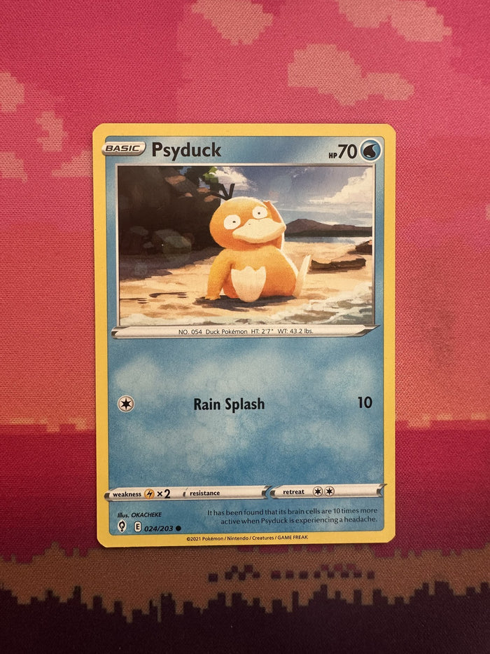 Pokemon Card Psyduck Evolving Skies Common 024/203 Near Mint