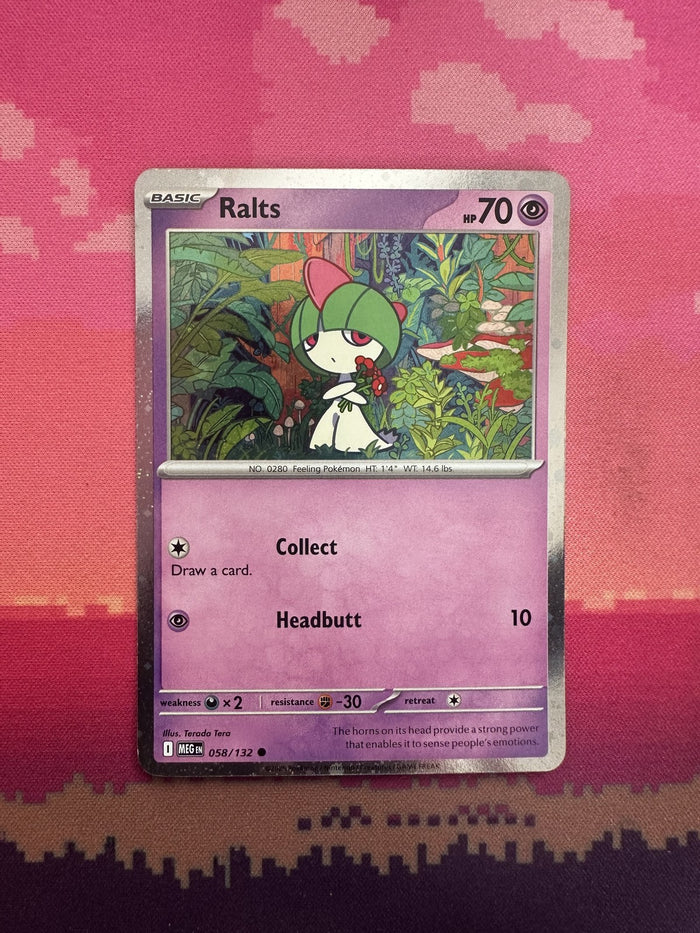 Pokemon Card Ralts Mega Evolution Cosmo Holo 058/132 Near Mint