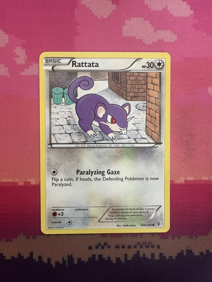 Pokemon Card Rattata Reverse Holo Boundaries Crossed 104/149 Near Mint