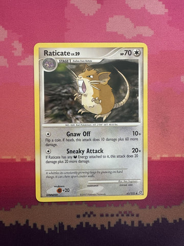 Pokemon Card Raticate LV.29 Holo Secret Wonders Rare 61/132 Near Mint