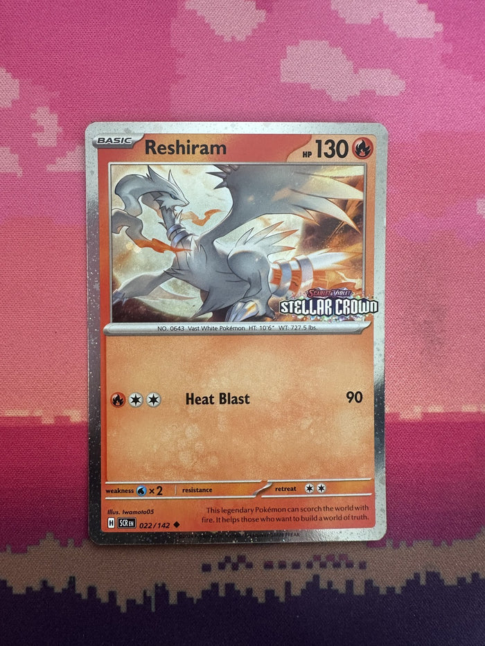 Pokemon Card Reshiram Stamped Holo Stellar Crown 022/142 Near Mint