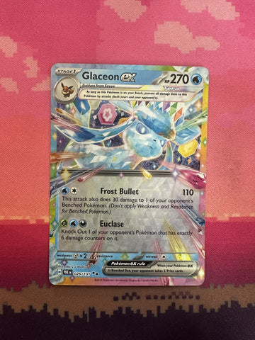 Pokemon Card Glaceon ex Prismatic Evolutions Double Rare 026/131 Near Mint
