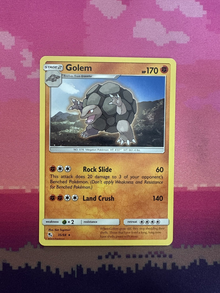 Pokemon Card Golem Hidden Fates Rare 35/68 Near Mint