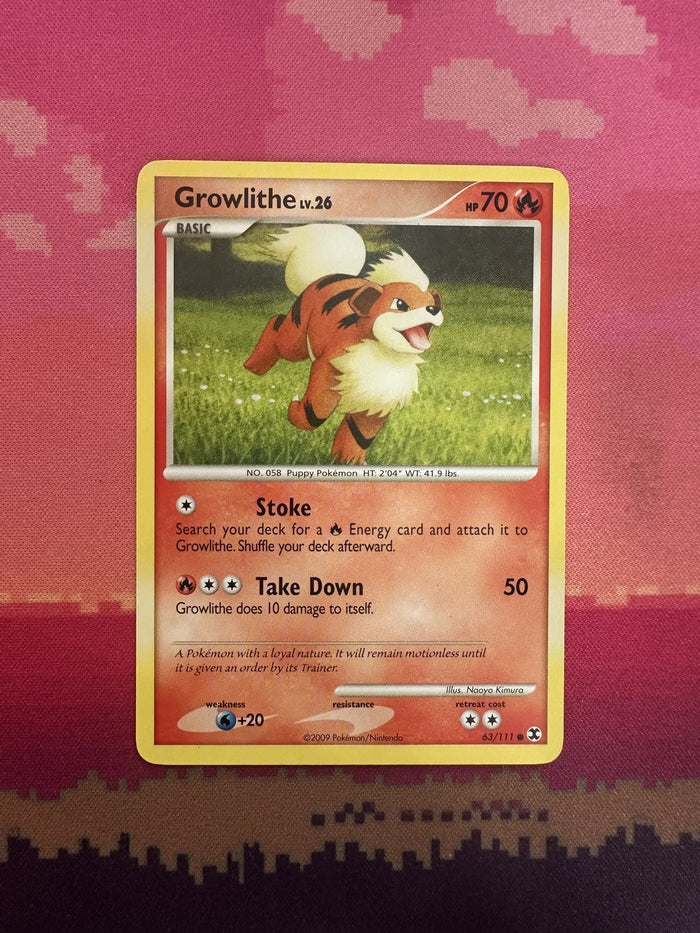 Pokemon Card Growlithe LV.26 Rising Rivals Common 63/111 Near Mint