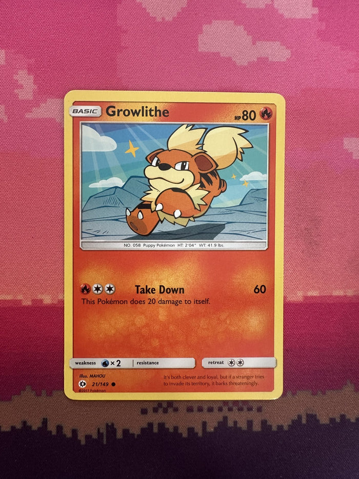 Pokemon Card Growlithe Sun & Moon Common 21/149 Near Mint