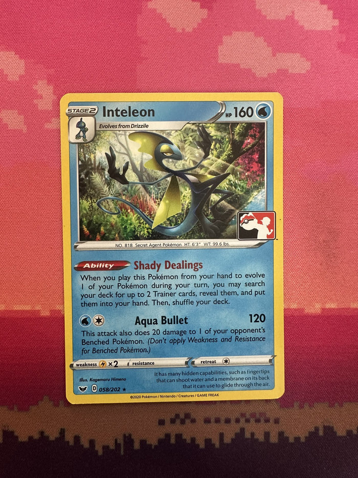 Pokemon Card Inteleon Holo Prize Pack Rare 058/202 Near Mint