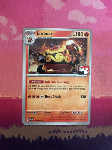 Pokemon Card Emboar Holo Prize Pack Rare 013/086 Near Mint