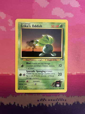 Pokemon Card Erika's Oddish Gym Heroes Common 78/132 Near Mint