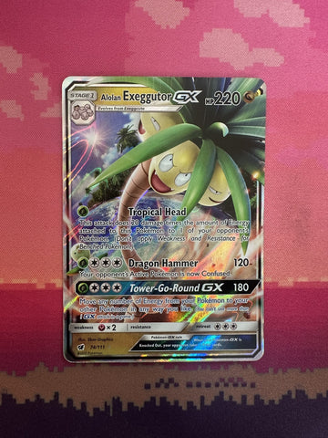 Pokemon Card Alolan Exeggutor GX Crimson Invasion Ultra Rare 74/111 Near Mint