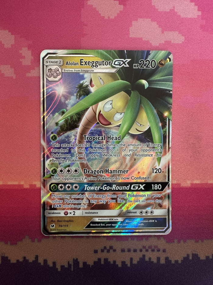 Pokemon Card Alolan Exeggutor GX Crimson Invasion Ultra Rare 74/111 Near Mint