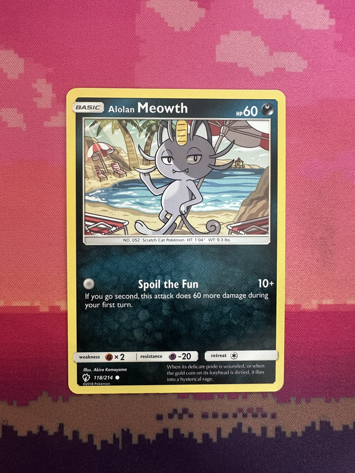 Pokemon Card Alolan Meowth Lost Thunder Common 118/214 Near Mint