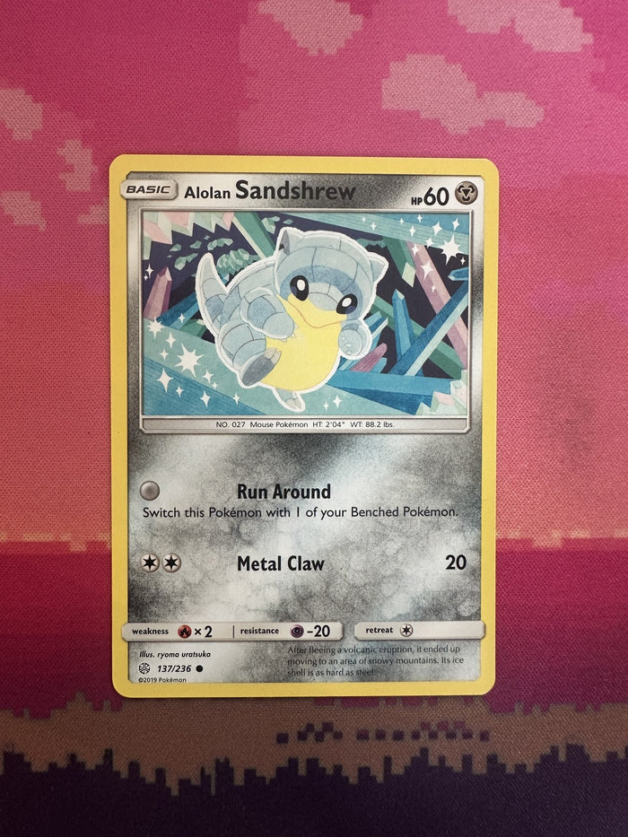 Pokemon Card Alolan Sandshrew Unified Minds Common 137/236 Near Mint