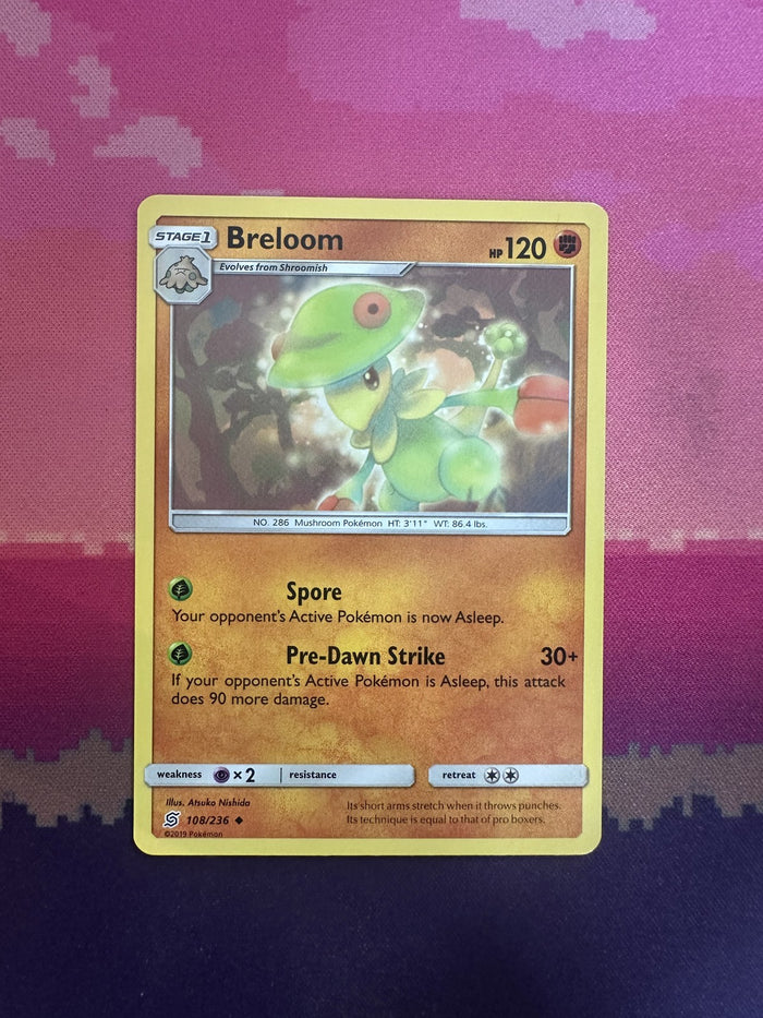Pokemon Card Breloom Unified Minds Uncommon 108/236 Near Mint
