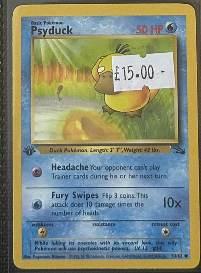 Pokemon Card Psyduck Fossil 1st Edition Common 53/62 Lightly Played
