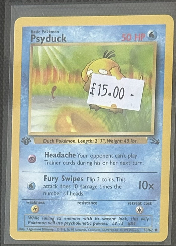 Pokemon Card Psyduck Fossil 1st Edition Common 53/62 Lightly Played