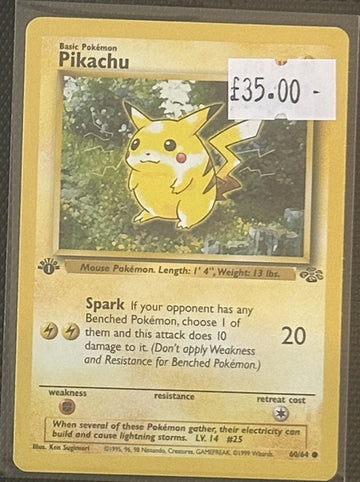 Pokemon Card Pikachu Jungle 1st Edition Common 60/64 Lightly Played