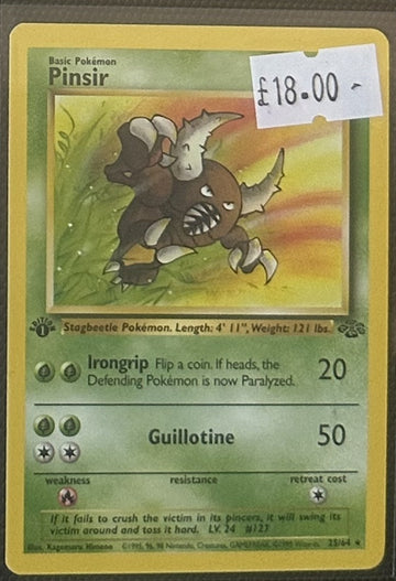 Pokemon Card Pinsir Jungle 1st Edition Rare 25/64 Lightly Played