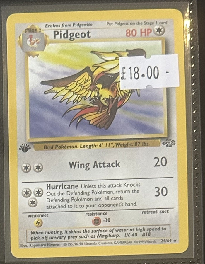 Pokemon Card Pidgeot Jungle 1st Edition Rare 24/64 Lightly Played