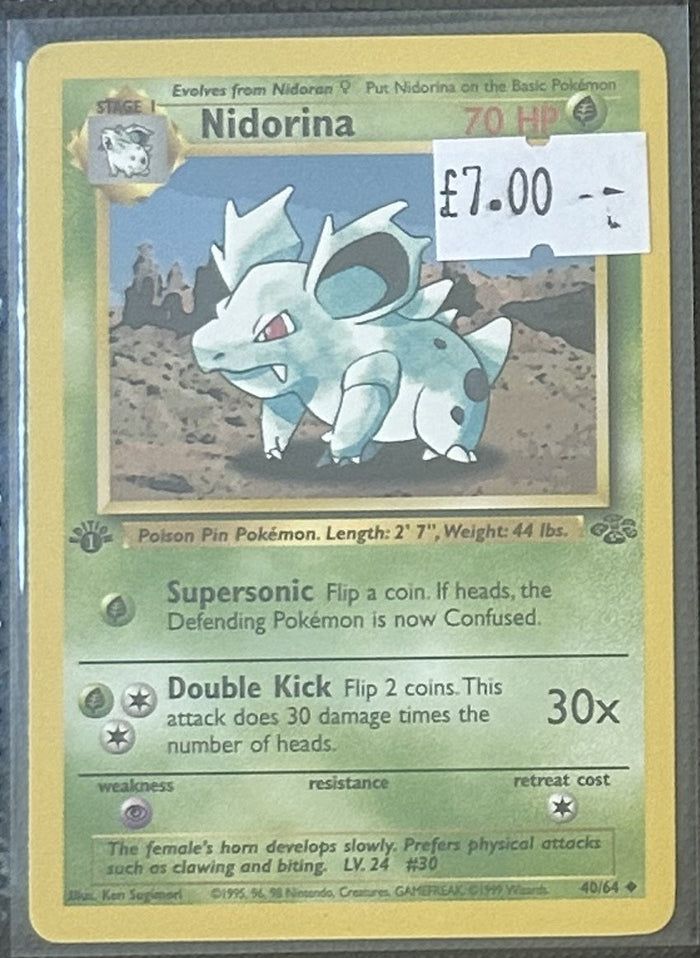 Pokemon Card Nidorina Jungle 1st Edition Uncommon 40/64 Lightly Played