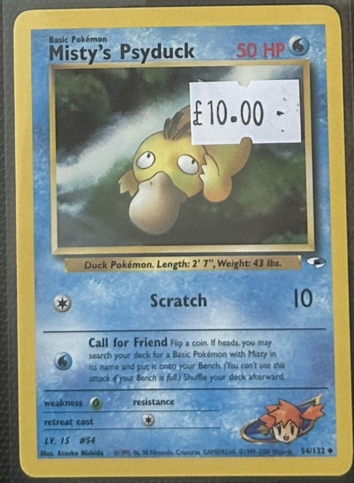 Pokemon Card Misty's Psyduck Gym Heroes Uncommon 54/132 Lightly Played