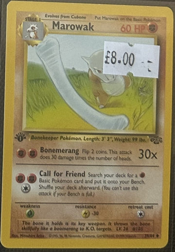 Pokemon Card Marowak Jungle 1st Edition Uncommon 39/64 Lightly Played