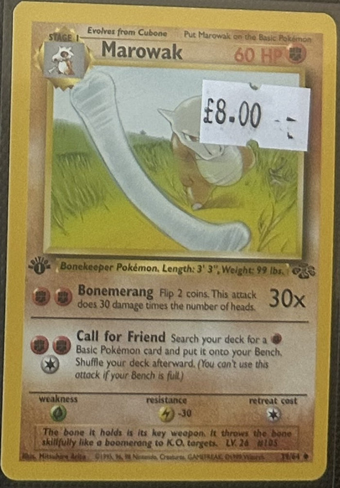 Pokemon Card Marowak Jungle 1st Edition Uncommon 39/64 Lightly Played