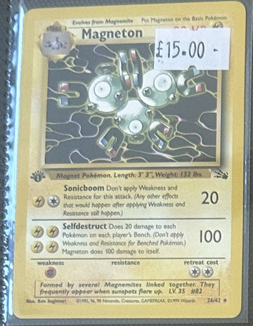 Pokemon Card Magneton Fossil 1st Edition Rare 26/62 Lightly Played