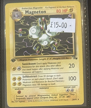 Pokemon Card Magneton Fossil 1st Edition Rare 26/62 Lightly Played