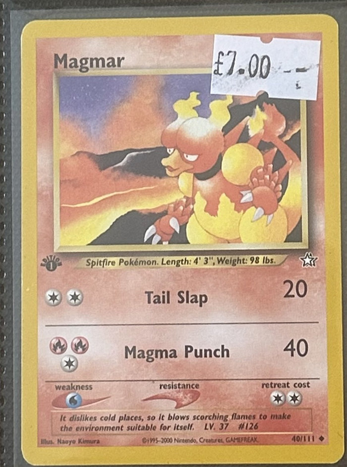 Pokemon Card Magmar Neo Genesis 1st Edition Uncommon 40/111 Lightly Played