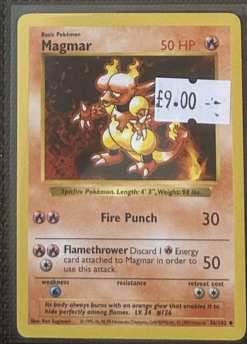 Pokemon Card Magmar Base Set Uncommon 36/102 Lightly Played