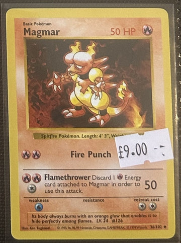 Pokemon Card Magmar Base Set Uncommon 36/102 Lightly Played