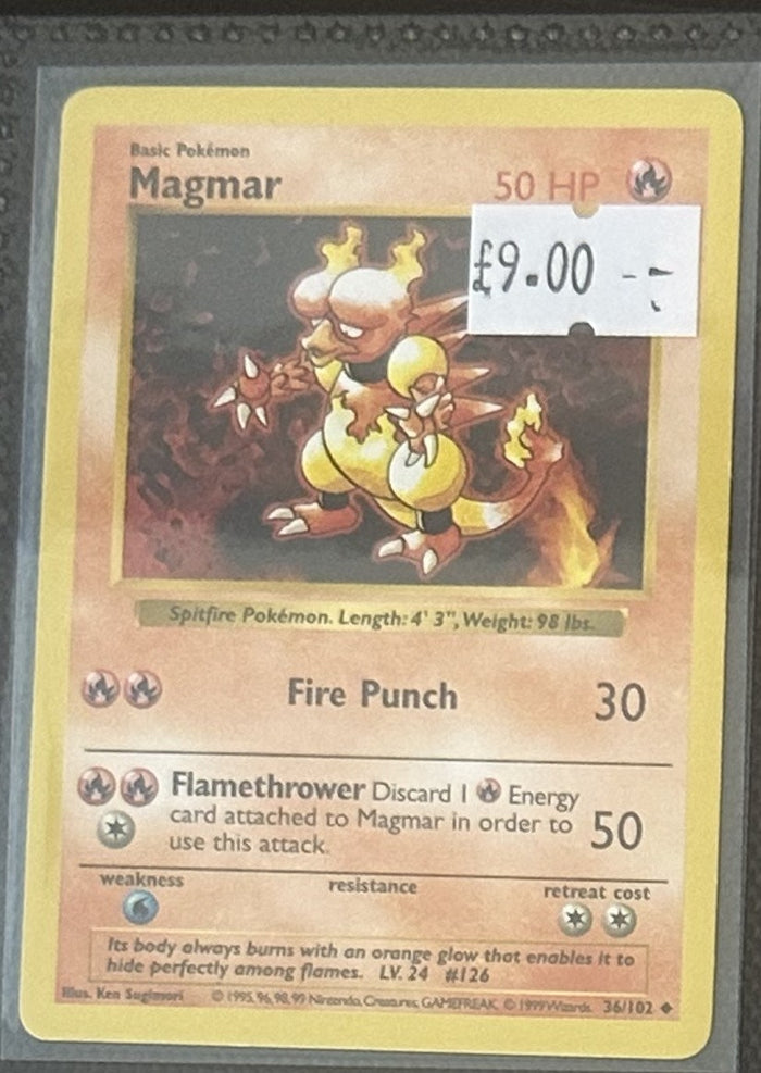 Pokemon Card Magmar Base Set Uncommon 36/102 Lightly Played