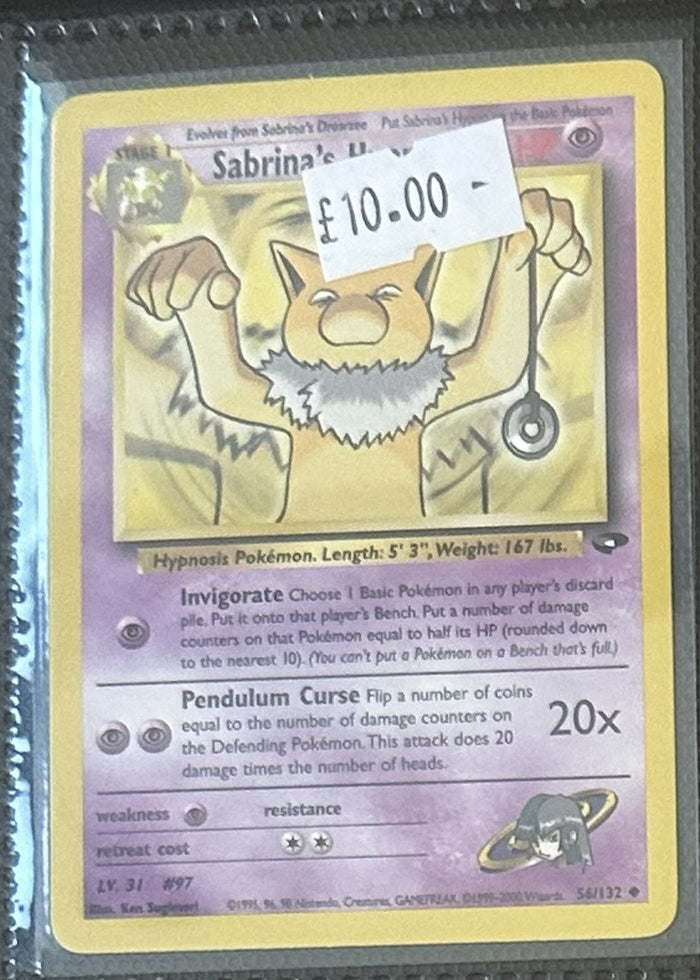 Pokemon Card Sabrina's Hypno Gym Challenge Uncommon 56/132 Lightly Played